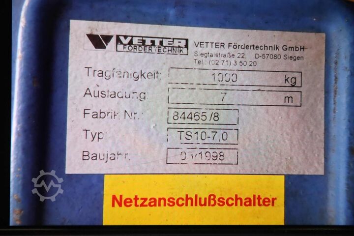 Column jib crane, 7 m boom / 1000 kg VETTER TS10-7,0