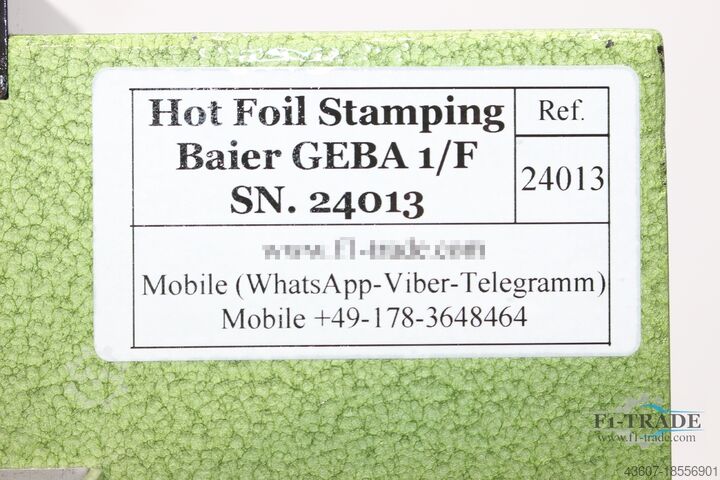 Heißfolienprägemaschine / Hot Foil Stamping Baier GEBA 1/F