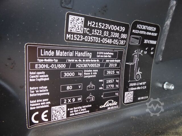 Electric 4-wheel forklift Linde E30HL-01/600