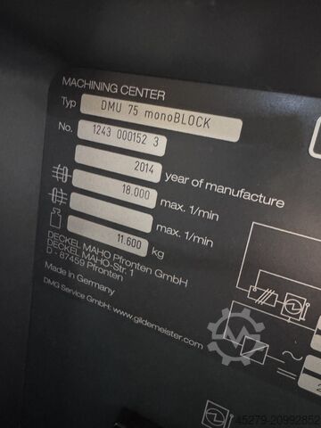 Universal machining center DMG DMU 75 Monoblock