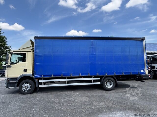 Flatbed truck with tarp man TGM 15.290 BL 4x2 BL Plane u. Spriegel Gardine