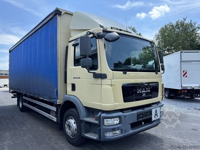 Flatbed truck with tarp man TGM 15.290 BL 4x2 BL Plane u. Spriegel Gardine