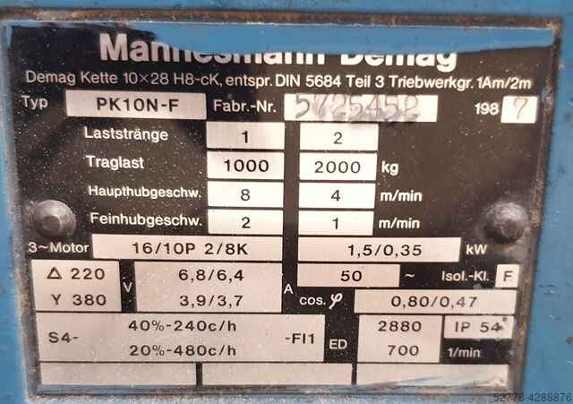 Hebezeug Mannesmann Demag PK10N-F
