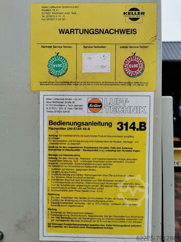 Fume extraction from laser,plasma Keller Lufttechnik Uni-Star XK