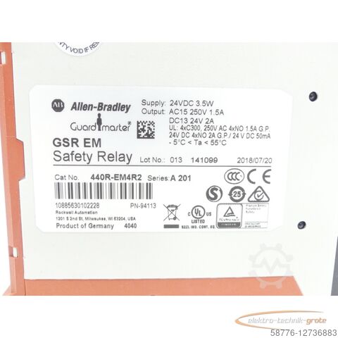 Component Allen-Bradley 440R-EM4R2 / GSR EM Safety Relay Series: A 201 SN:013 - ungebr.! -