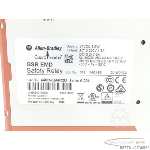 Component Allen-Bradley 440R-EM4R2D / GSR EMD Safety Relay Series: A 204 SN:018  ungebr.!