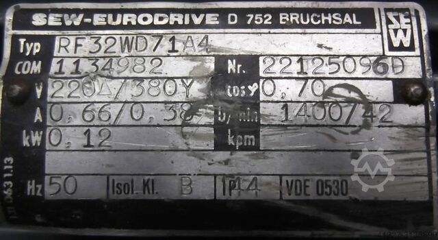 Gear motor 0.12 kW 42 rpm SEW-EURODRIVE RF32WD71A4