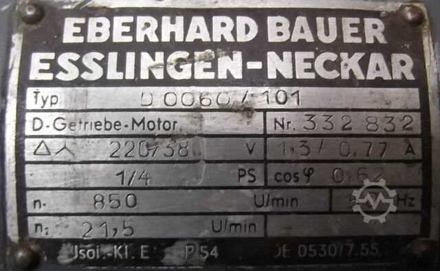 Gear motor 0.18 kW 21.5 rpm Bauer DOO60/101