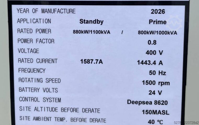 Generator set Cummins KTA38-G5 - 1100 kVA Generator - DPX-18815