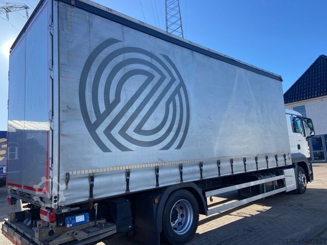 Flatbed truck with tarp MAN TGS 18.330 4x2 Edscha-Verdeck Stahl-Rungen LBW