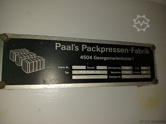 Ballenpresse für Papier und Schrott Paal Licon 250 SC
