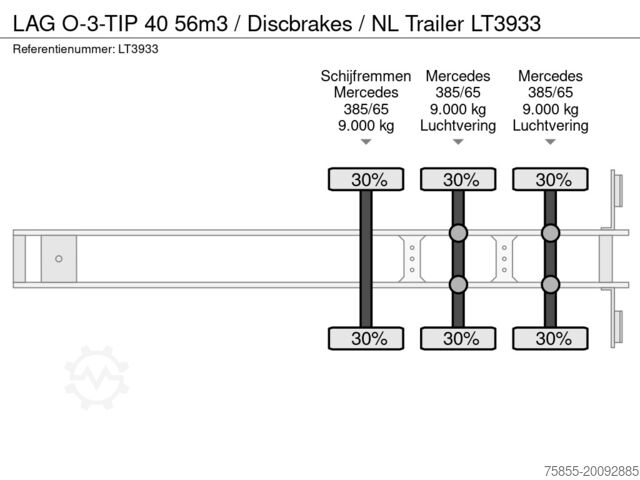Tipper LAG O-3-TIP 40 56m3 / Discbrakes / NL Trailer