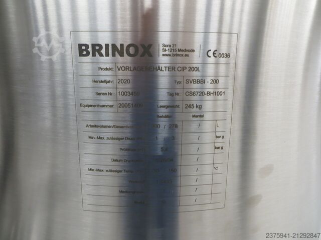 GMP CIP-Anlage + 200 l Vorlagebehälter Brinox LEP12 CS6720 Paket 2