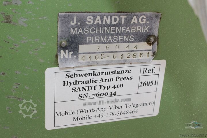 Schwenkarmstanze / hydraulic Clicking Press SANDT Typ 410