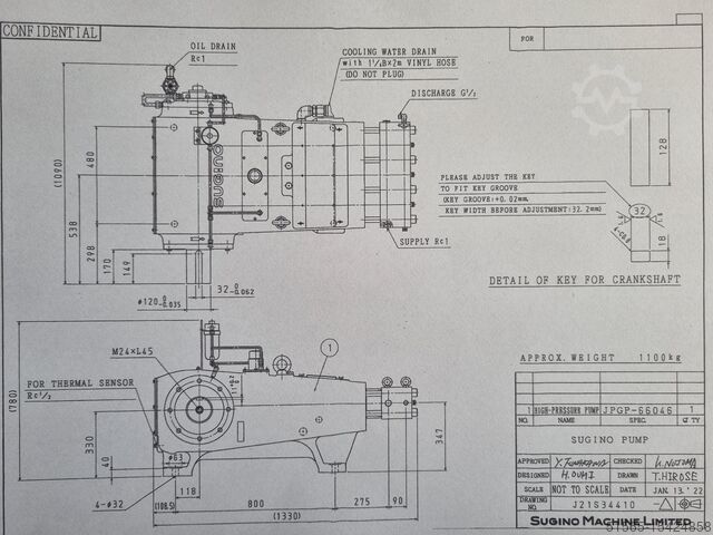 High pressure plunger pump Sugino JCP170PS-140 D26