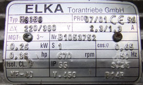 Geared motor 0.25 kW 670 rpm ELKA M80B8