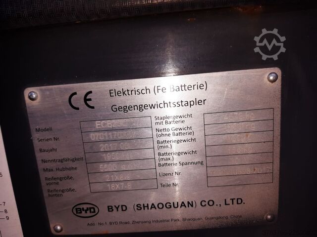 Electric 4-wheel forklift BYD ECB 25C (Lithium-Eisenphosphat)