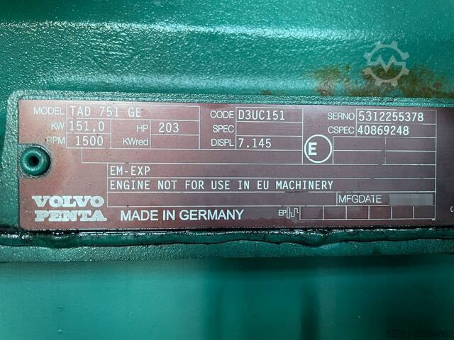 Generator set Volvo TAD751GE - 165 kVA generator - DPX-12656