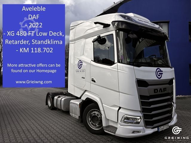 Standard tractor unit DAF XG 480 FT Low Deck, Retarder, Standklima