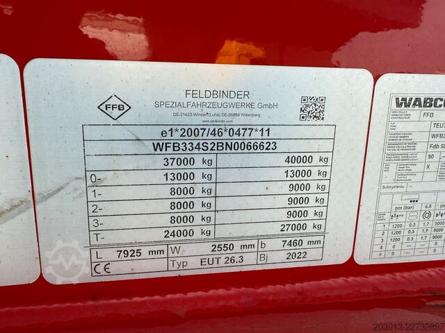 Siloauflieger FELDBINDER FFB Silo Auflieger TEUT 26.3 - 26 m³