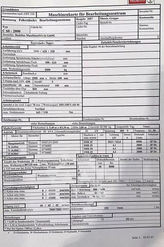Fahrständerfräsmaschine HEDELIUS C60 - 2000