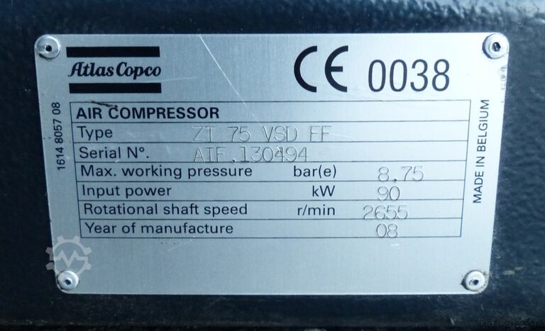 Schraubenkompressor ZT75VSDFF Atlas Copco ZT75VSDFF
