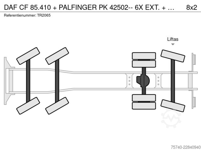 Kranwagen DAF CF 85.410 + PALFINGER PK 42502-- 6X EXT. + REMO...