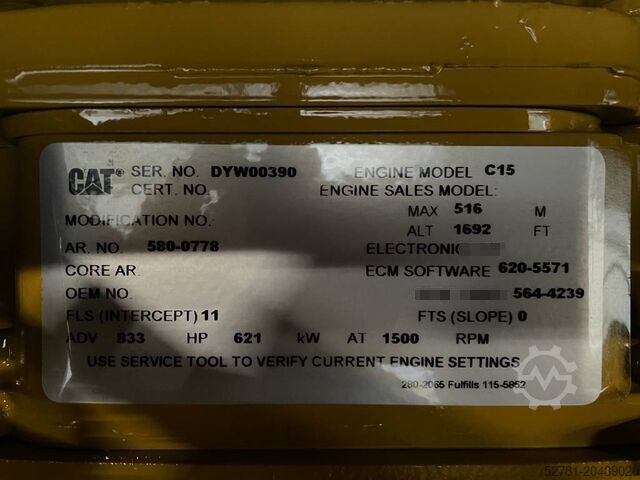 Aggregat Caterpillar DE715GC - 715 kVA Stand-by Generator - DPX-18224