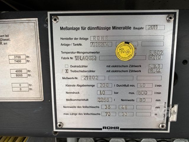 Tanker truck DAF FAN CF75 Rohr Tankwagen