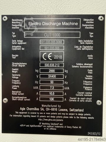 Wire eroding machine +GF+ CUT 1000