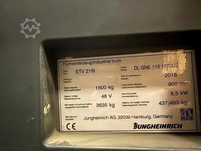 Schubmaststapler Jungheinrich ETV 216i