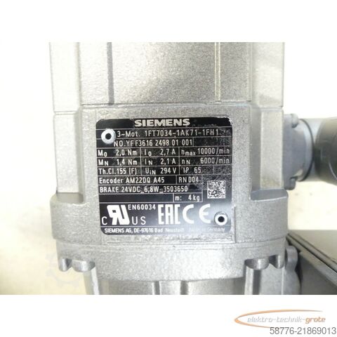 Control unit Siemens 1FT7034-1AK71-1FH1 Synchronmotor SN: YFF3616249801001 --