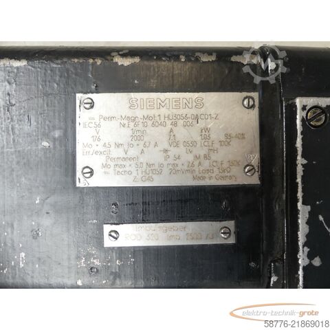 Control unit Siemens 1HU3056-0AC01 - Z SN: E6F10604048006 mit 1HU1052 20mVmin Tacho