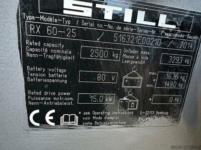 Elektrischer Triplex-Gabelstapler Still RX60-25 mit wenigen Betriebsstunden STILL RX60-25