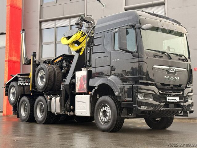 MAN TGS 33.520 6x4 BL timber truck including drawbar trailer – Available immediately MAN TGS 33.520 6x4 BL Langholz inkl. Nachläufer Sof...