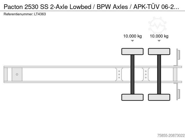 Low loader Pacton 2530 SS 2-Axle Lowbed / BPW Axles / APK-TÜV 06-...