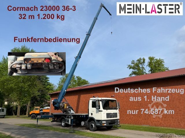 Truck-mounted crane van MAN 8.180  Cormach 23000 36-3  35m kein Klaas/Böcker