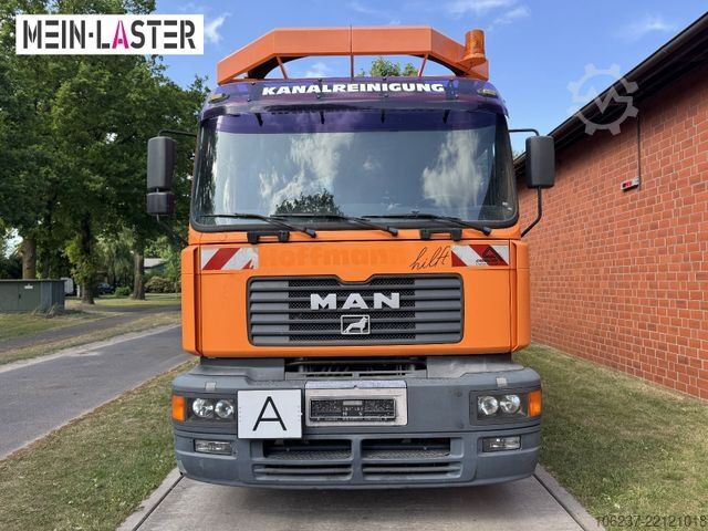 Vacuum tank truck MAN FE 410 Assmann Saug HD Spüler Recycling +  FB.