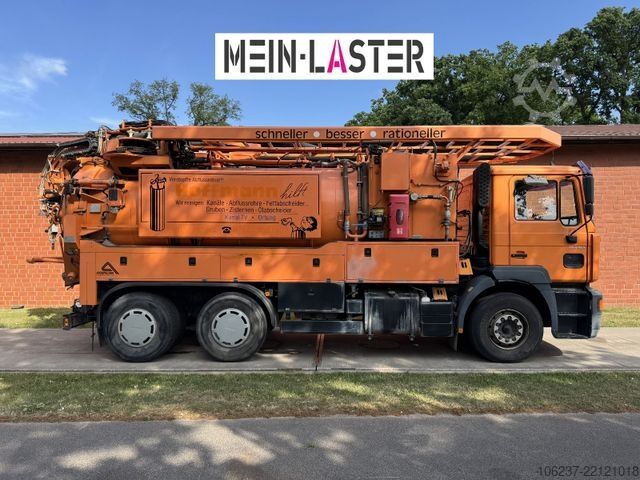 Vacuum tank truck MAN FE 410 Assmann Saug HD Spüler Recycling +  FB.