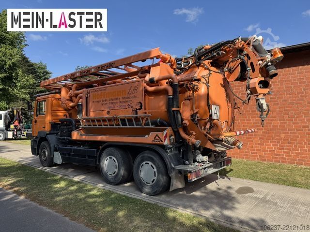 Vacuum tank truck MAN FE 410 Assmann Saug HD Spüler Recycling +  FB.