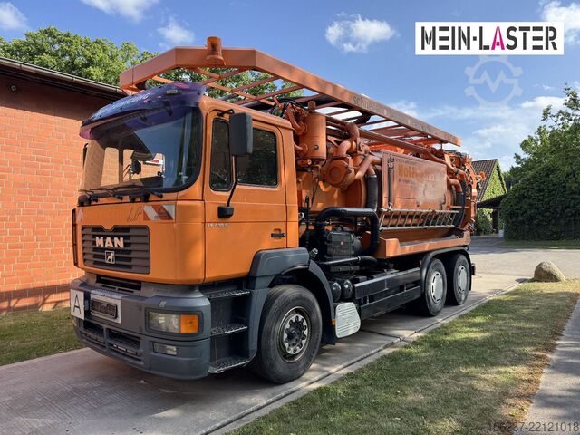 Vacuum tank truck MAN FE 410 Assmann Saug HD Spüler Recycling +  FB.