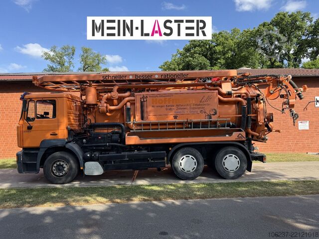 Vacuum tank truck MAN FE 410 Assmann Saug HD Spüler Recycling +  FB.
