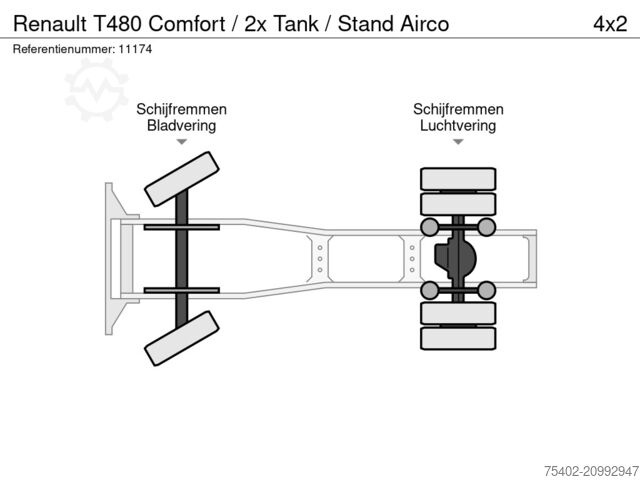 Standard tractor Renault T480 Comfort / 2x Tank / Stand Airco
