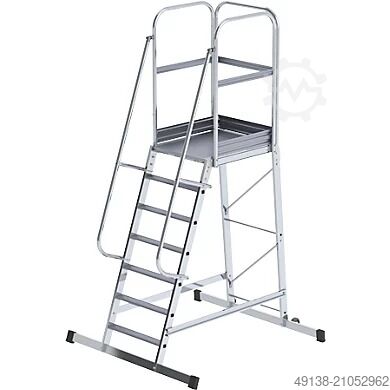 Plattformtreppe Alu Podestleiter Sicherheitsleiter EUROKRAFT 302107