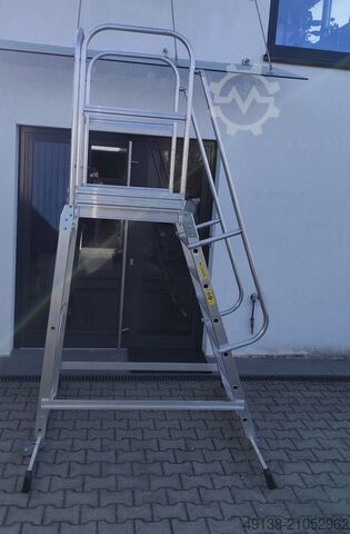 Plattformtreppe Alu Podestleiter Sicherheitsleiter EUROKRAFT 302107