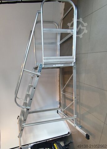 Plattformtreppe Alu Podestleiter Sicherheitsleiter EUROKRAFT 302107