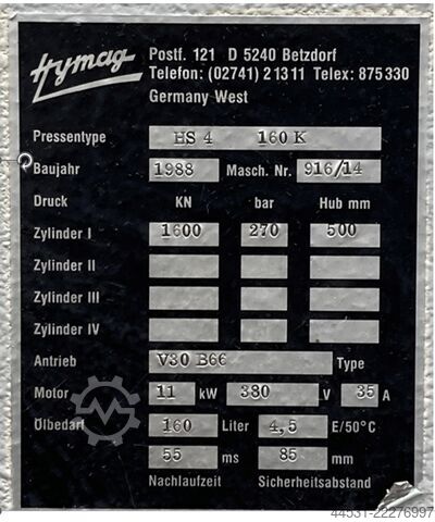 Hydraulic press Hymag HS 4 – 160 k