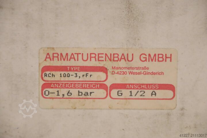 Manometer 0-1,6 bar Armaturenbau RCh 100-3  rFr  0-1,6 bar  G1/2 A