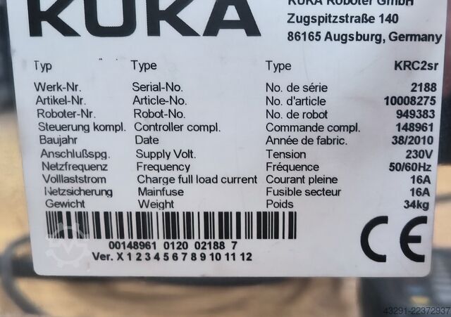 Industrial robot Kuka KRC2sr + KCP2 + KR5 sixx R850