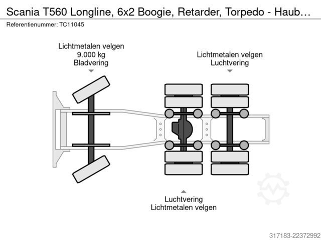 Standard tractor Scania T560 Longline, 6x2 Boogie, Retarder, Torpedo - ...